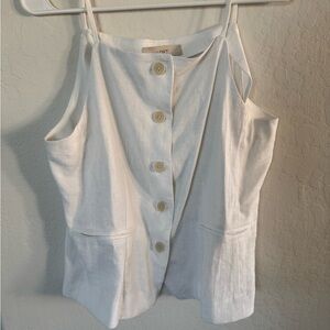 Loft: Women's White Linen Button-Down Top